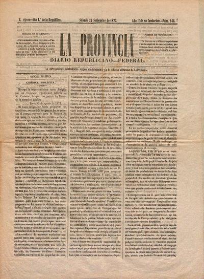 Provincia, La. 27/7/1873. [Ejemplar]