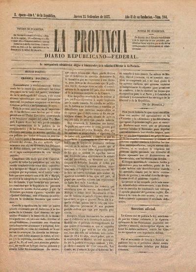 Provincia, La. 25/7/1873. [Ejemplar]