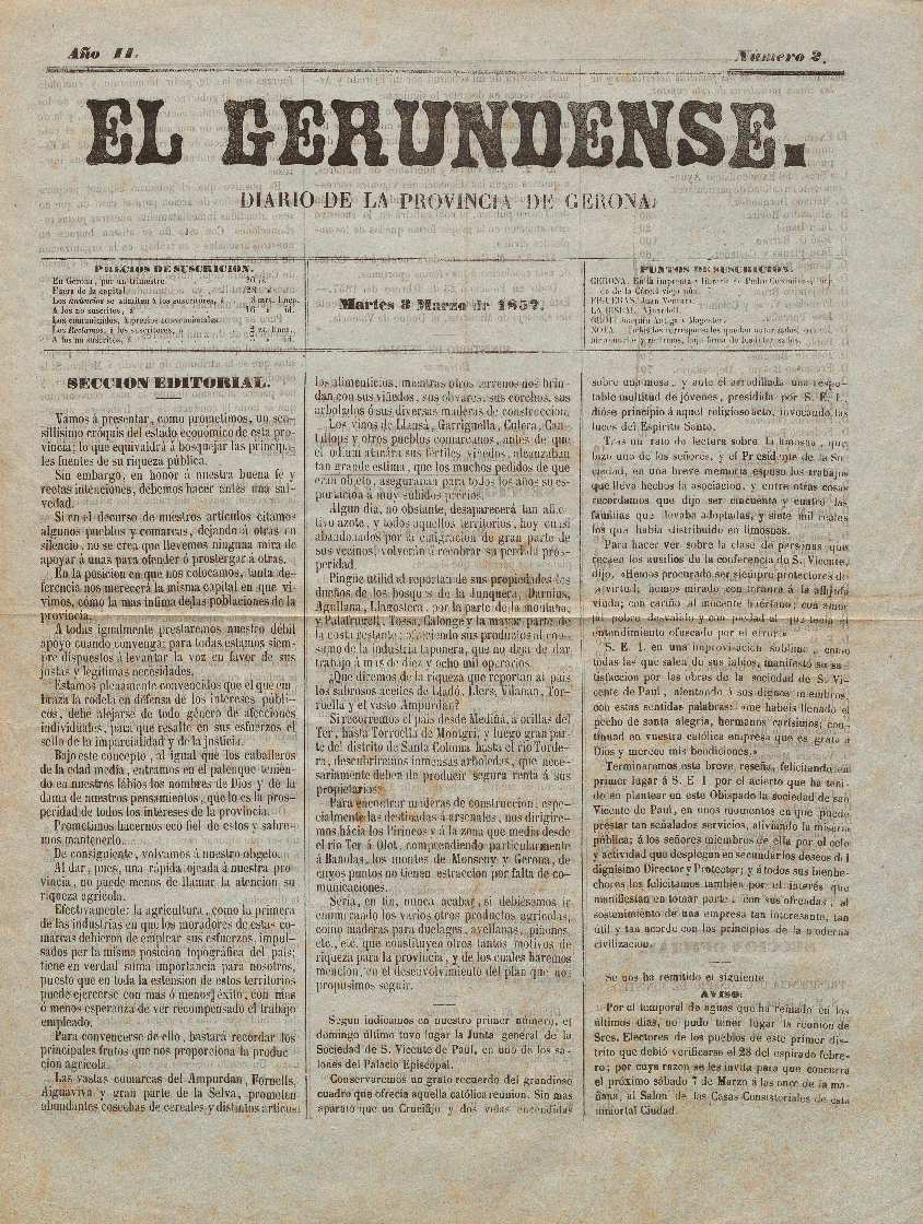 Gerundense, El. 3/3/1857. [Issue]