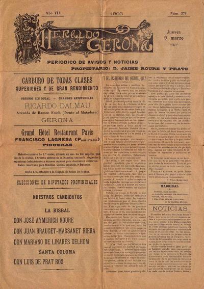 Heraldo de Gerona. 9/3/1905. [Issue]