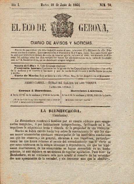 Eco de Gerona, El. 21/6/1864. [Issue]