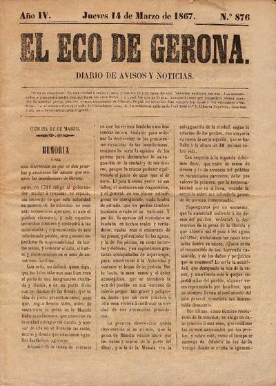 Eco de Gerona, El. 14/3/1867. [Issue]