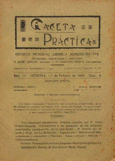 Gaceta práctica. 1/2/1918. [Exemplar]