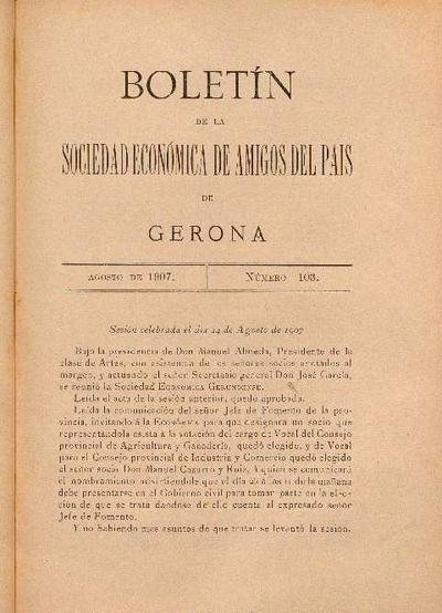 Boletín de la Sociedad Económica de Amigos del País. 1/8/1907. [Exemplar]