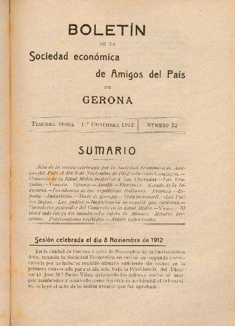 Boletín de la Sociedad Económica de Amigos del País. 1/12/1912. [Exemplar]