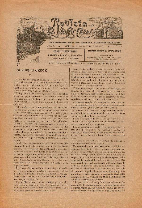 Revista de "El Vichy Catalan". 1/10/1897. [Ejemplar]