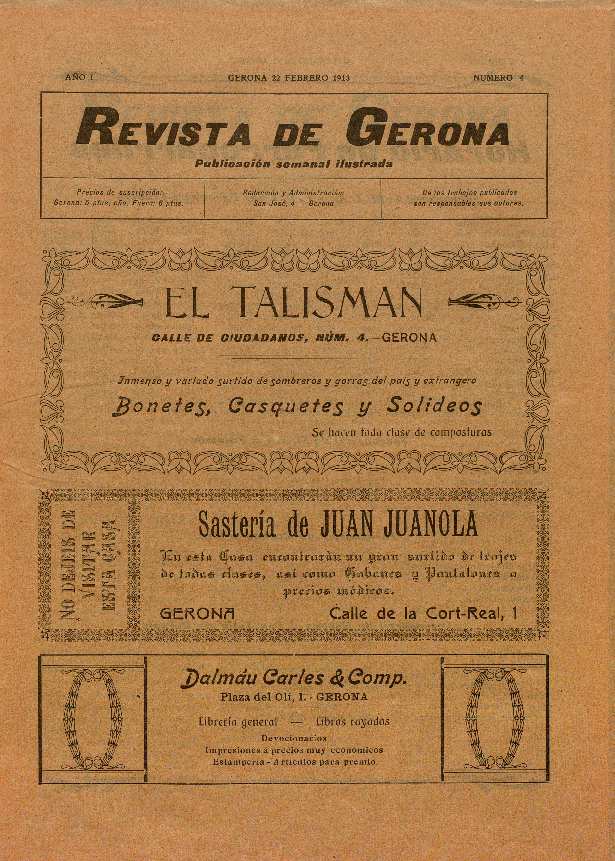 Revista de Gerona. 22/2/1913. [Exemplar]