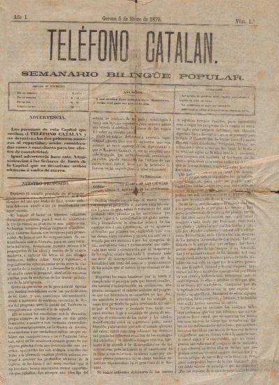 Teléfono catalán. 5/1/1879. [Ejemplar]