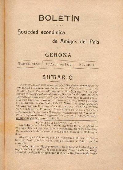 Boletín de la Sociedad Económica de Amigos del País. 1/4/1912. [Issue]