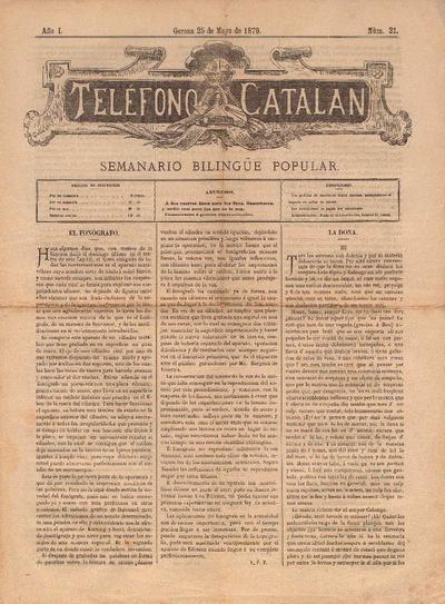 Teléfono catalán. 25/5/1879. [Ejemplar]