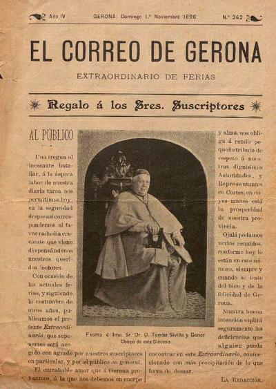 Correo de Gerona, El. 1/11/1896. [Exemplar]
